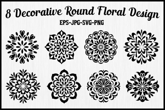 Download 8 Decorative Round Floral Design - Floral design Collection
