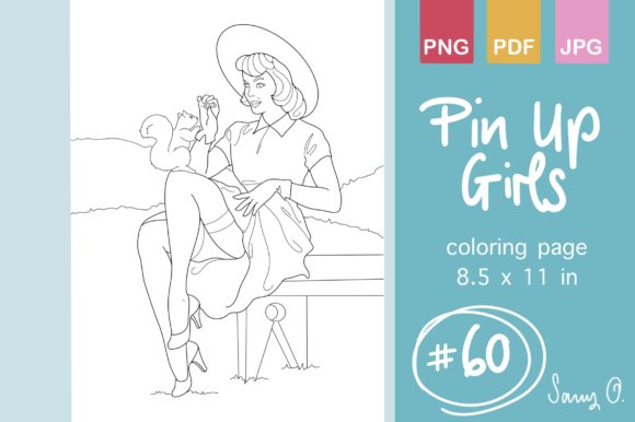 Download Retro Pin Up Girls for KDP Coloring Book - Kdp Collection