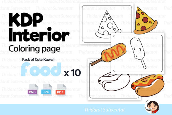 Download KDP Coloring Page : Cute Kawaii Foodx10 - Kdp Collection